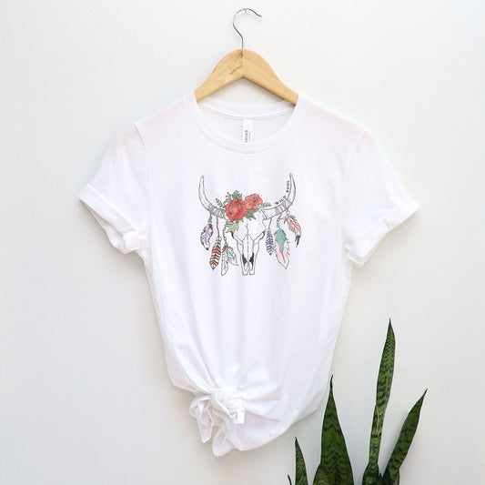 Floral western skull