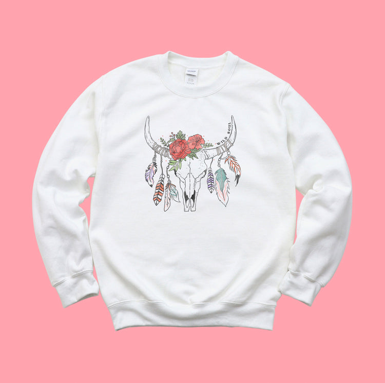 Floral western skull