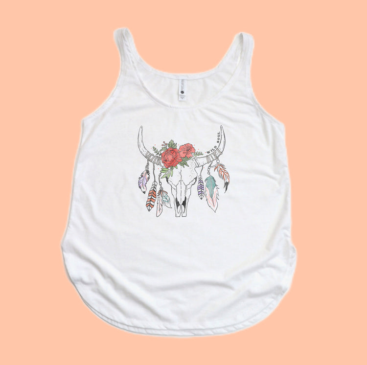 Floral western skull